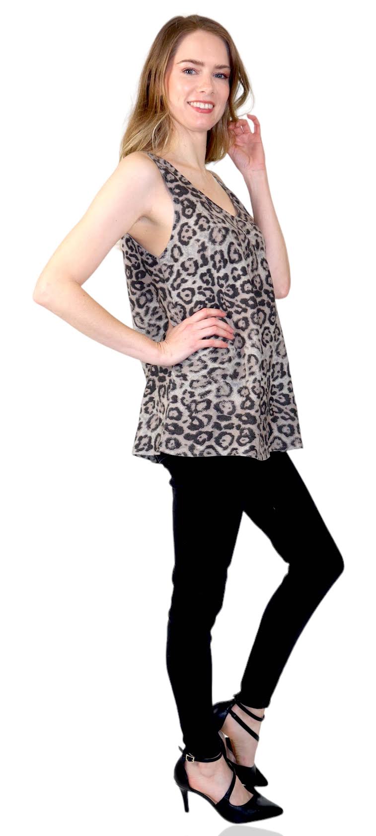 Animal Print Linen Biased Tank Top