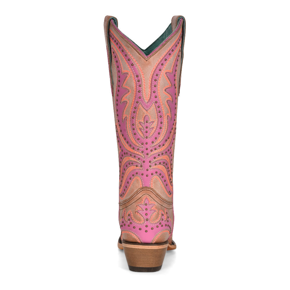 Corral Pink Overlay & Fluorescent Embroidery Boots