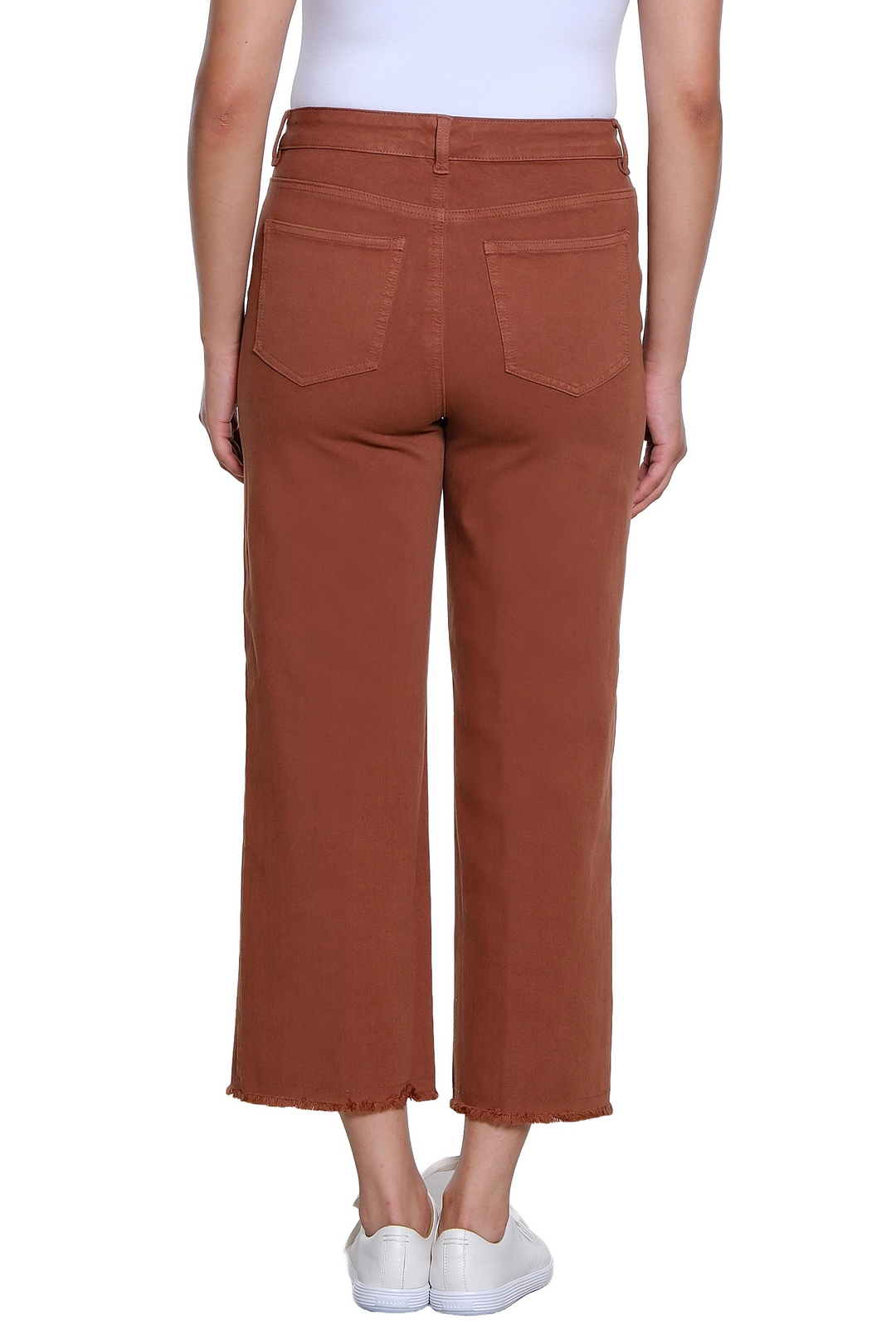 Cocoa Brown Crop Jean w/ Front Fringe Seam by Slimsation
