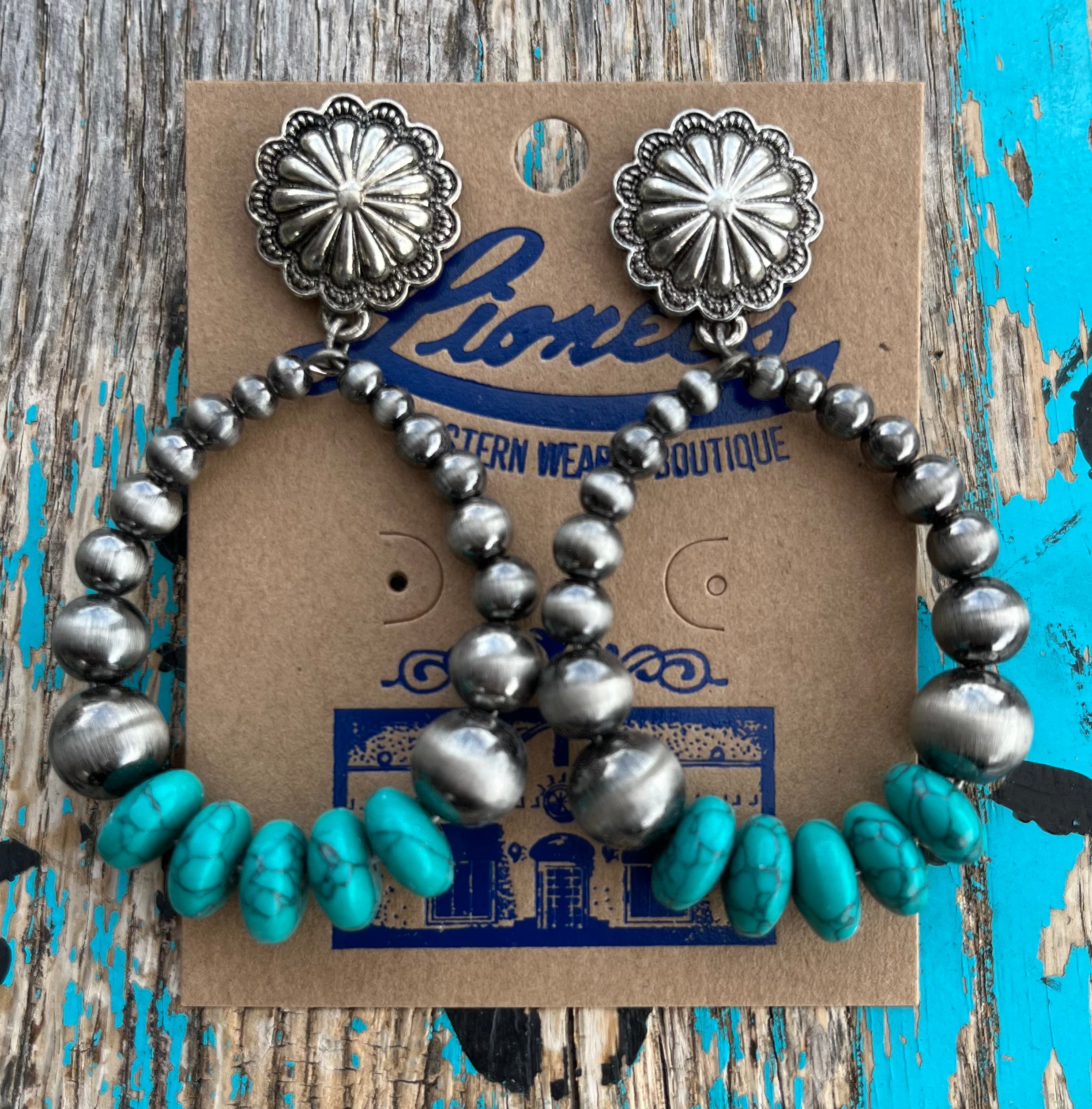 Navajo Pearl & Turquoise Fashion Earrings