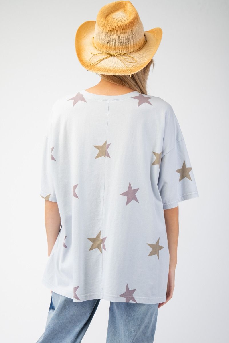 Light Blue Washed Star Patch Tee