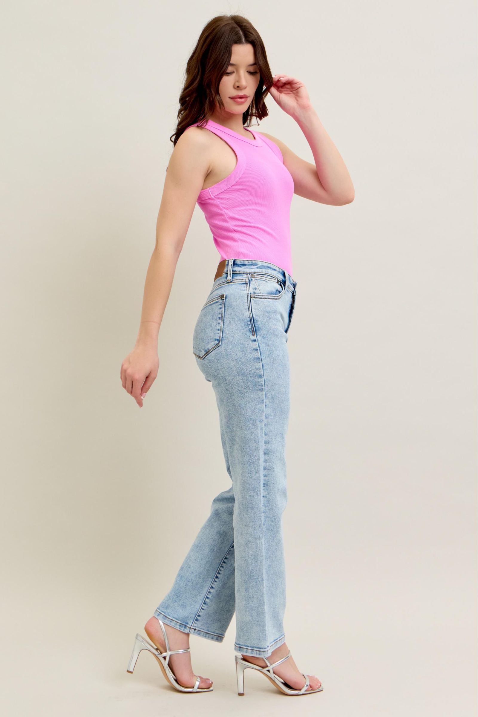 Judy Blue High Waist Stone Wash Straight Fit Jeans