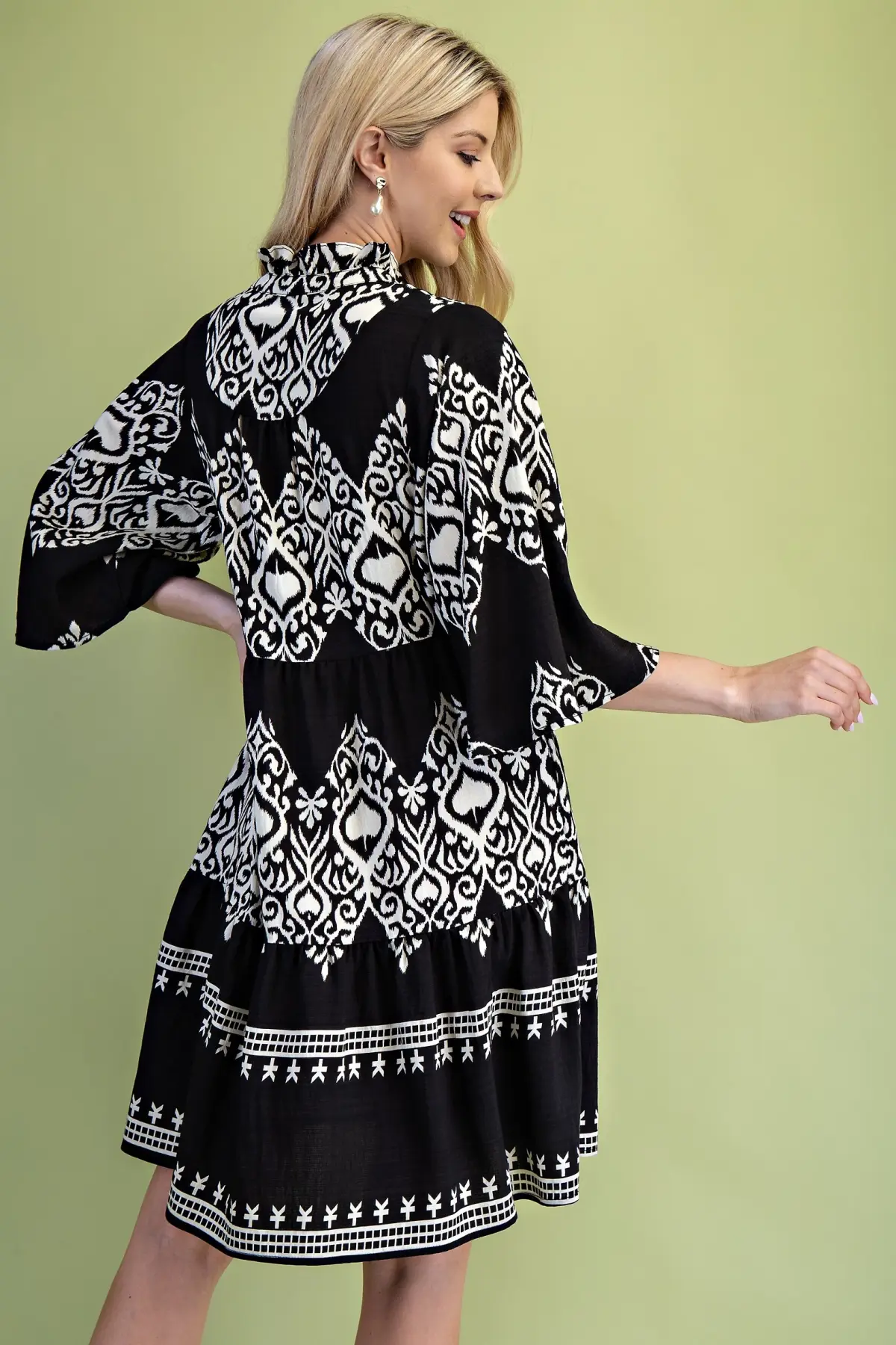 Black w/ White Tiered Mini Dress