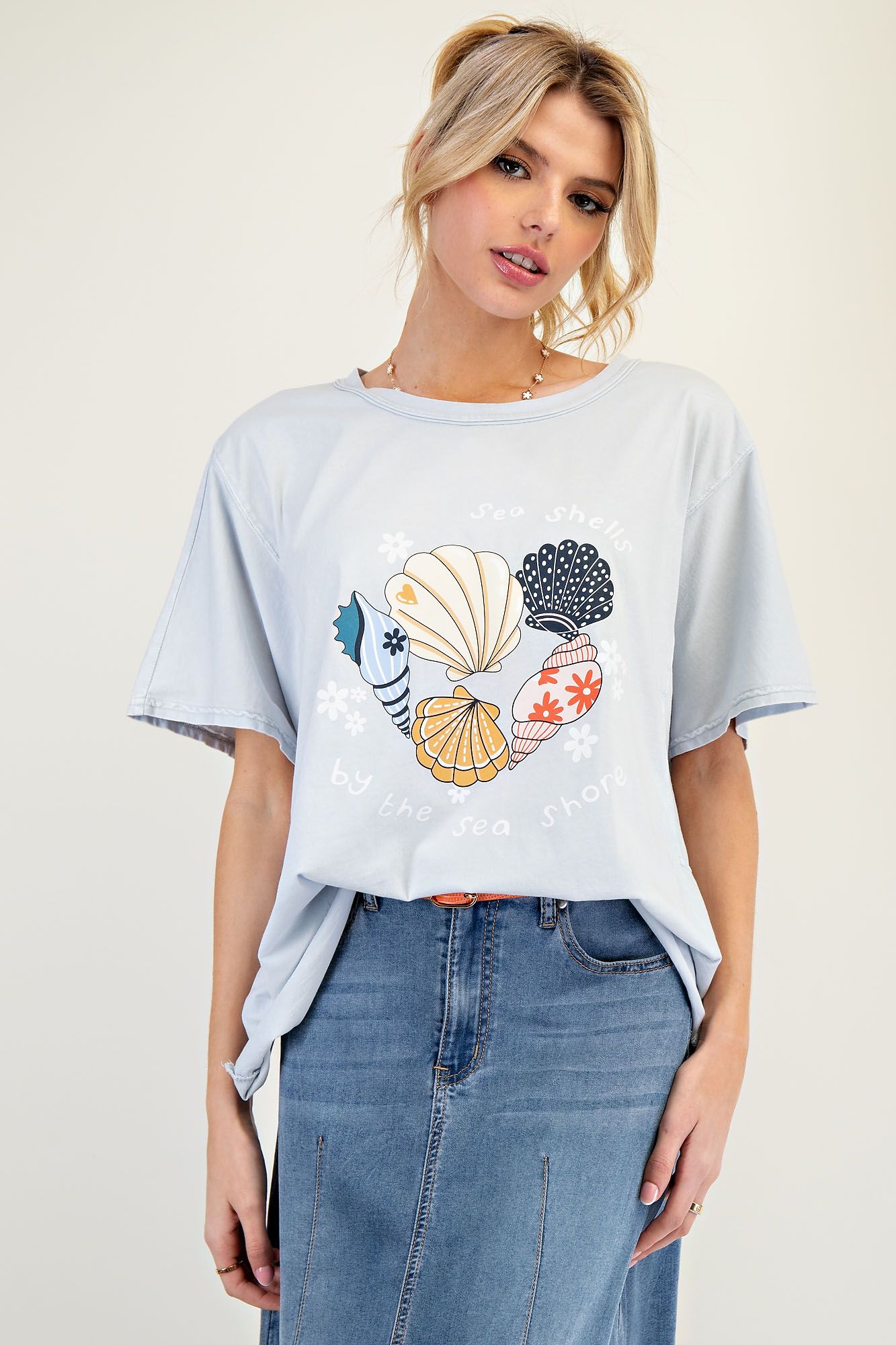 Sea Shells Mineral Washed Graphic Tee
