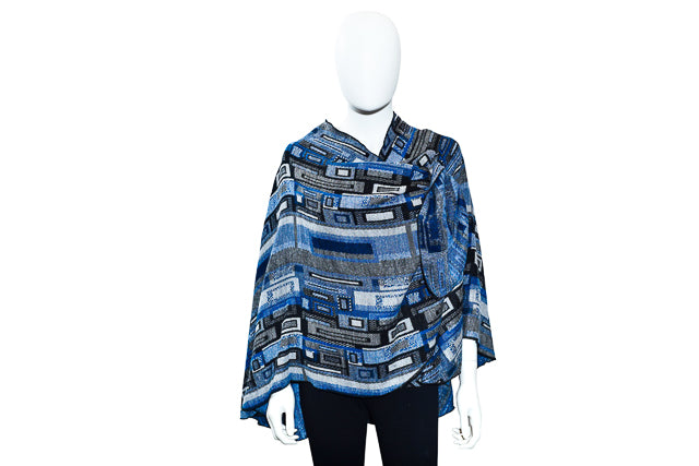 Shades of Denim, Black & White Reversible Cashmere Shawl
