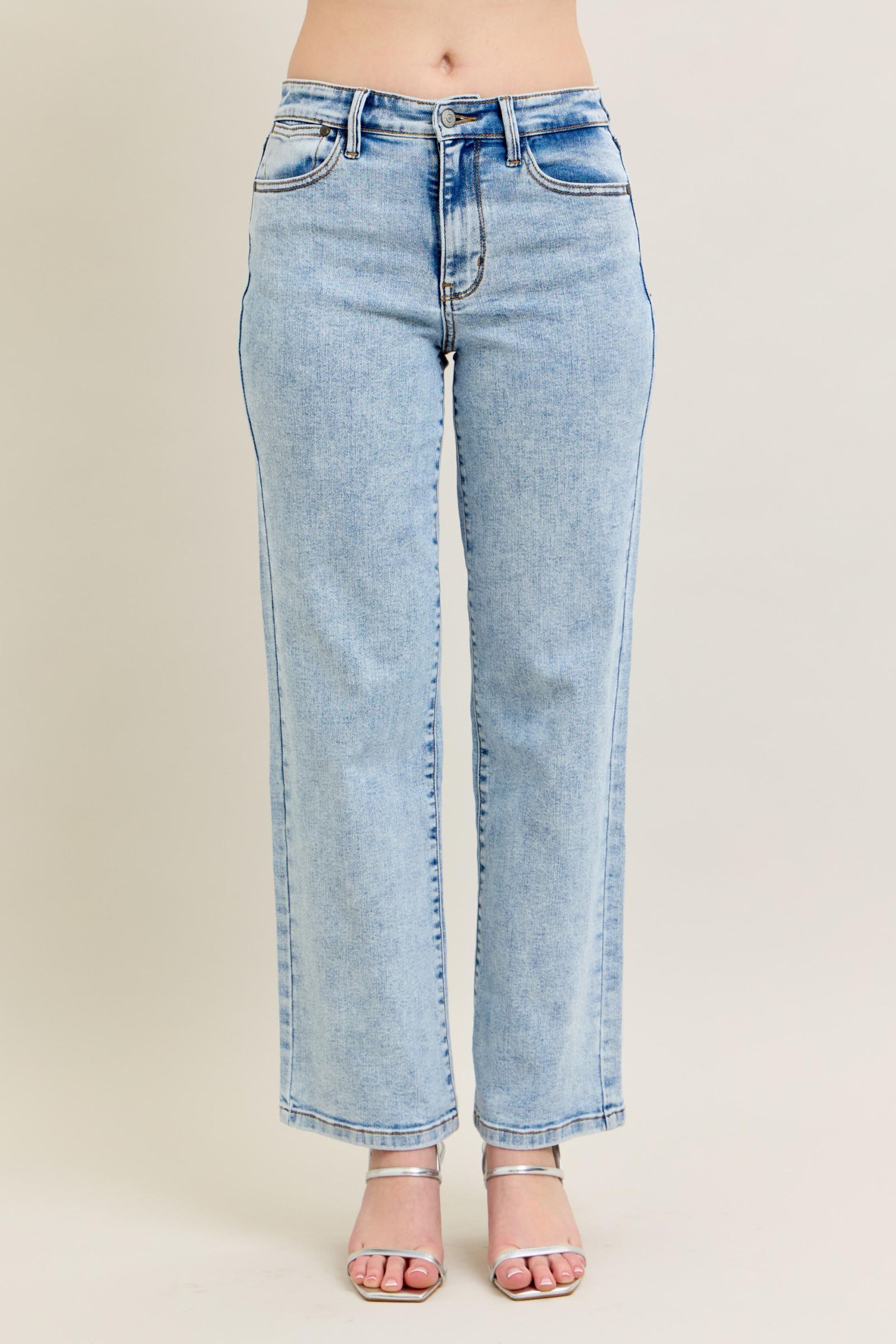 Judy Blue High Waist Stone Wash Straight Fit Jeans