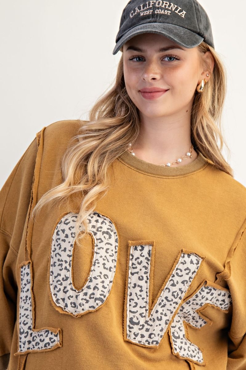 Golden Kiwi Leopard Love Patch  Pullover