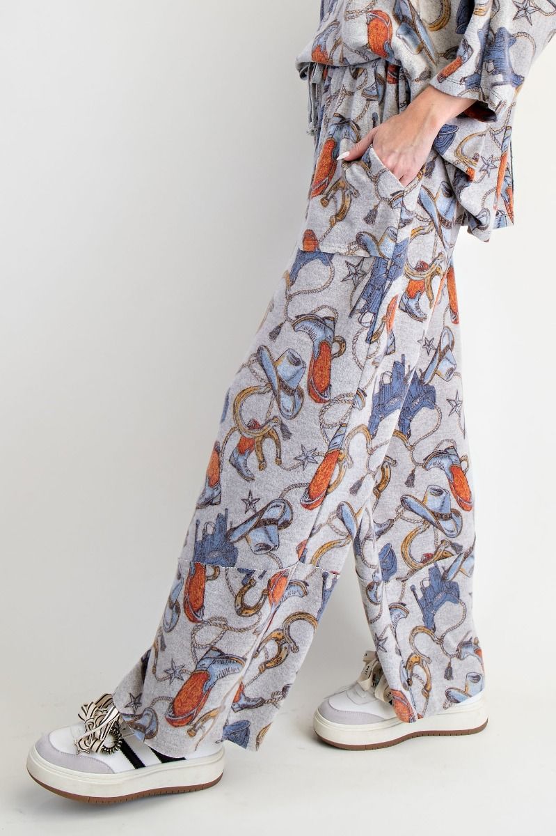 Western Print Top & Pant Lounge Set