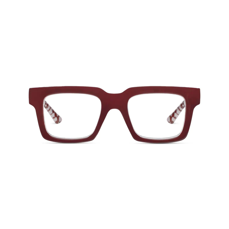 Louie Dark Red Check- Peepers Reading Glasses