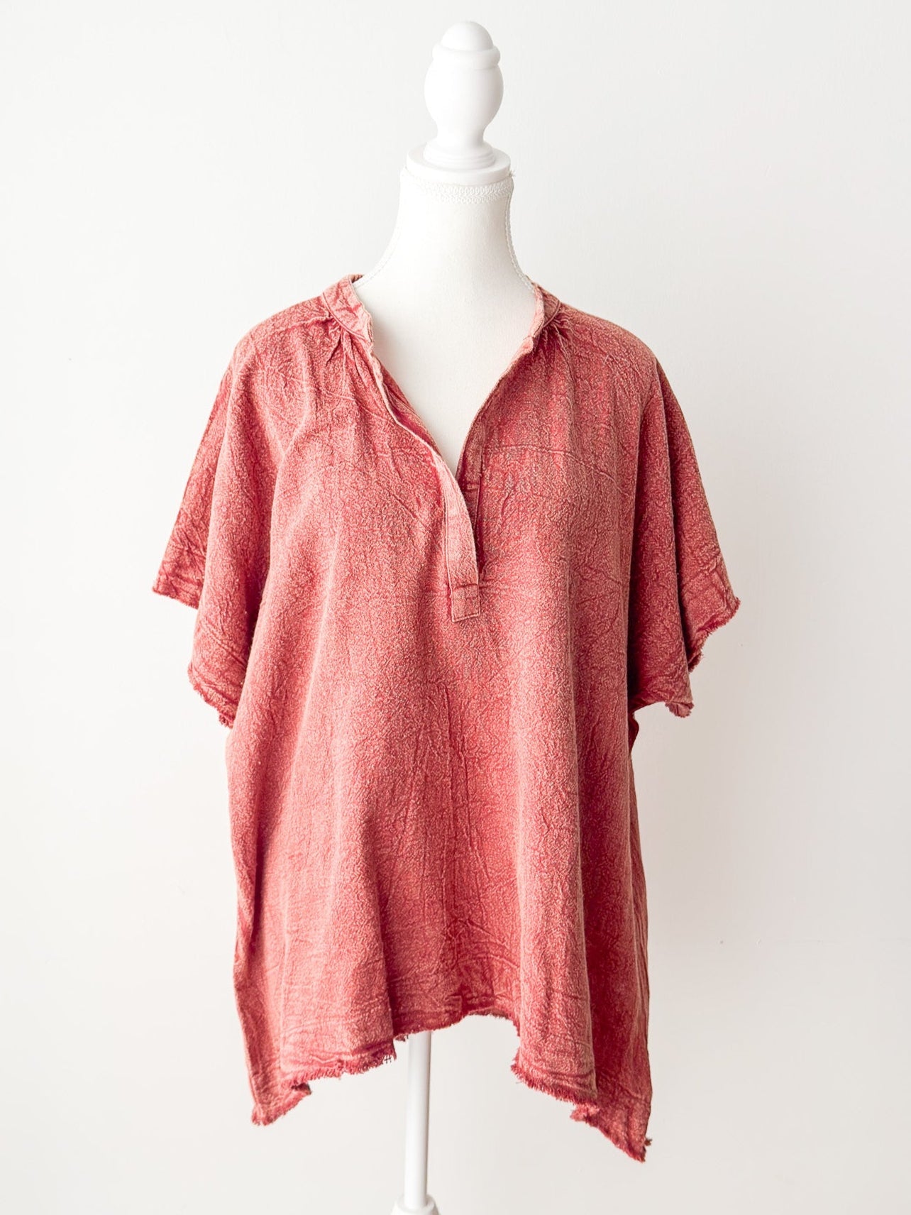 Relaxed Cotton Gauze Stonewashed Tunic