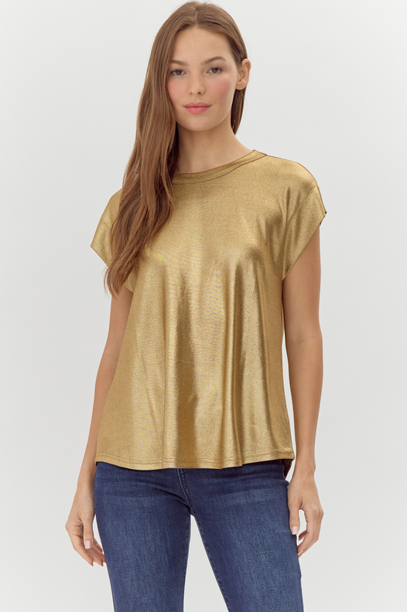 Gold Metallic Knit Top