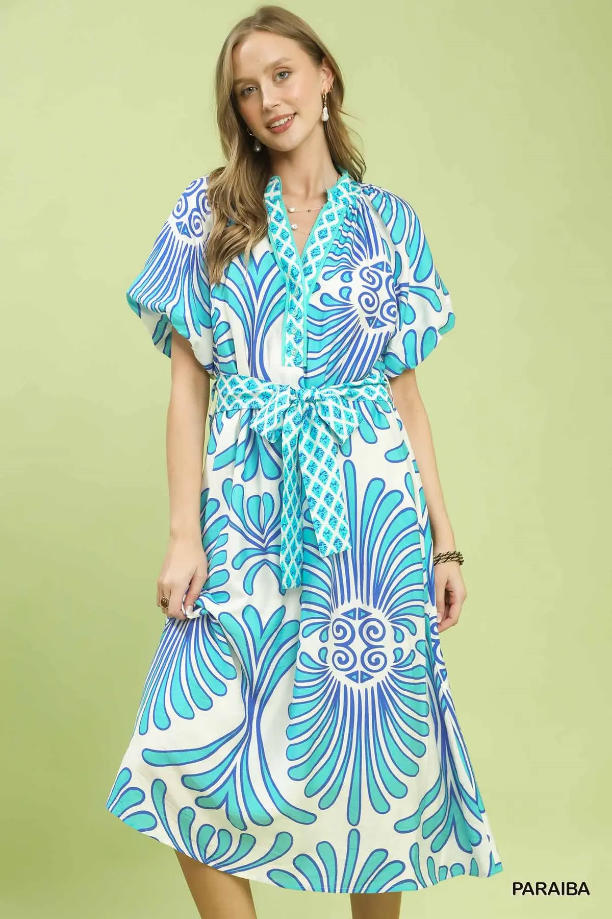 Island Tide Belted Midi Dress