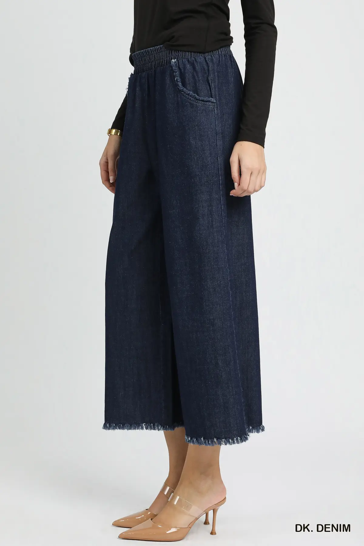 Frayed Hem Wide Leg Denim Pants 👖
