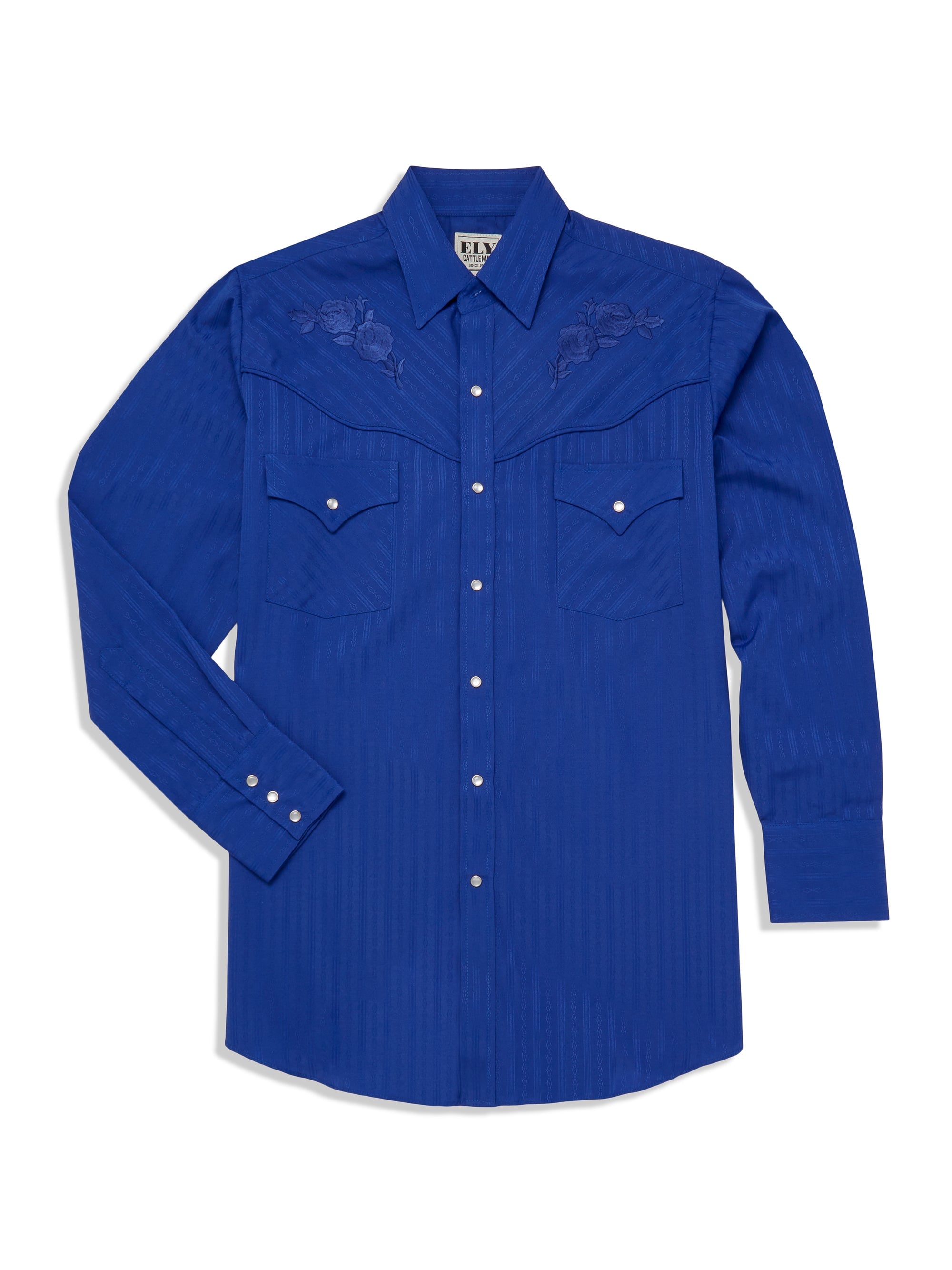 Men's Royal Blue Western Shirt w/ Embroidery