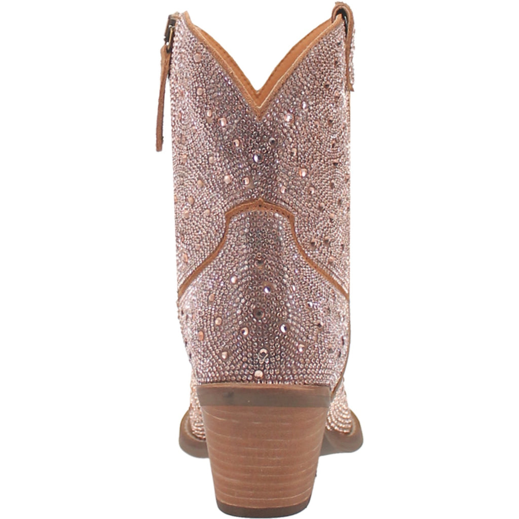 Rose Gold Rhinestone Cowgirl Leather Bootie by Dingo