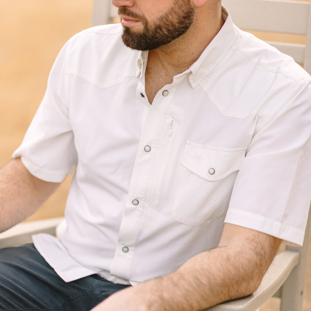 White Short Sleeve Western Field Shirt/Llano by Texas Standard