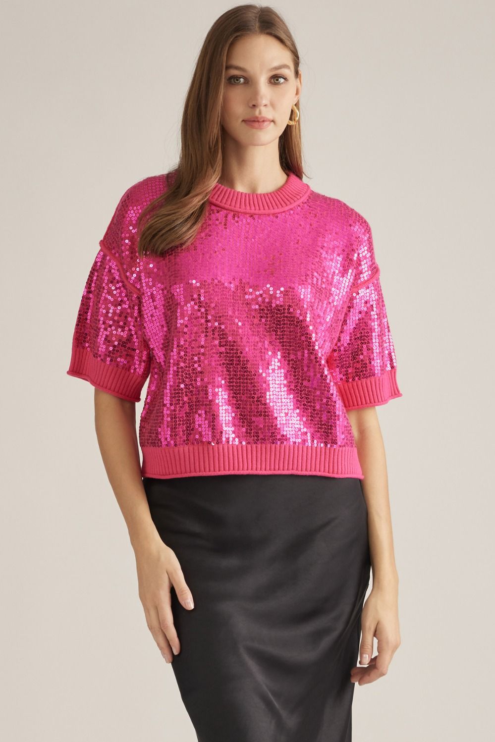Pretty in Pink Sequin Sweater Top 💖✨