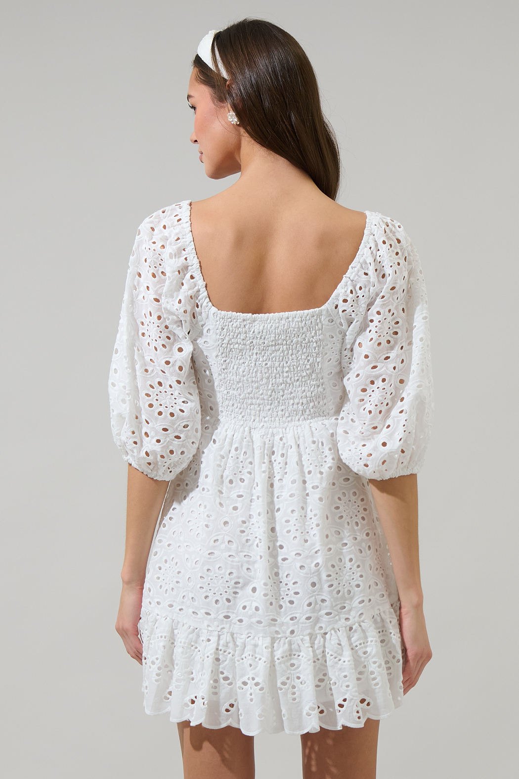 White Eyelet Sweetheart Mini Dress