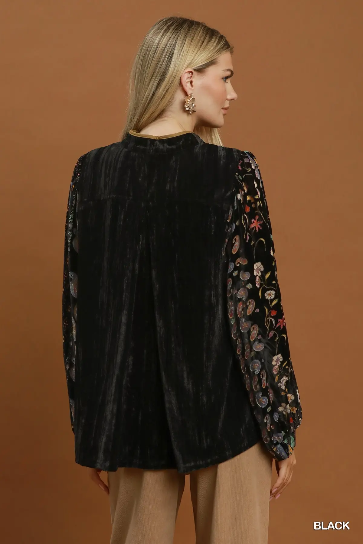 Black Mosaic Velvet Blouse