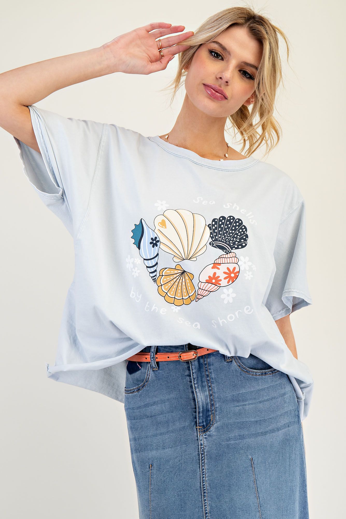 Sea Shells Mineral Washed Graphic Tee