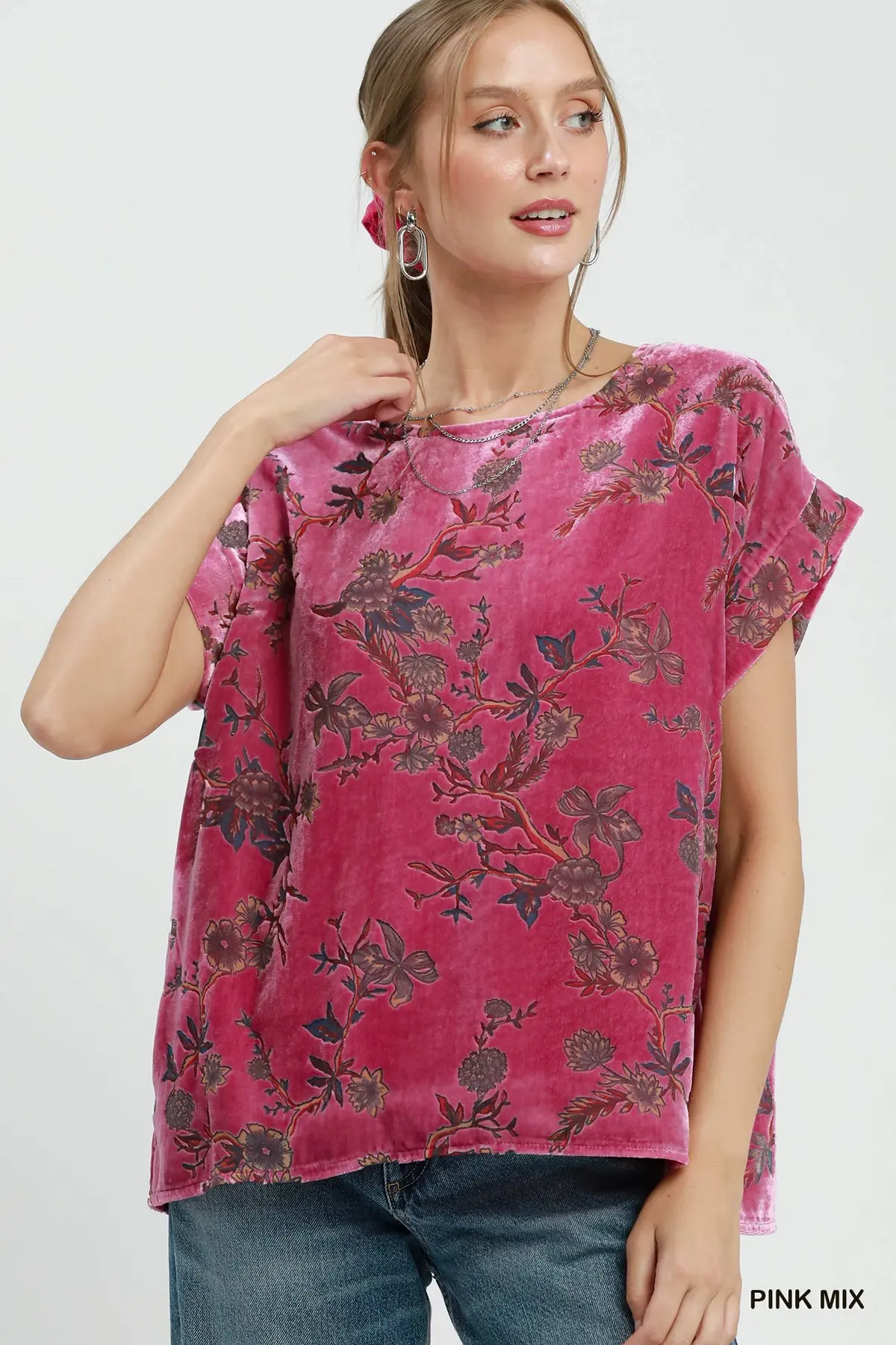 Pink Garden Velvet Top