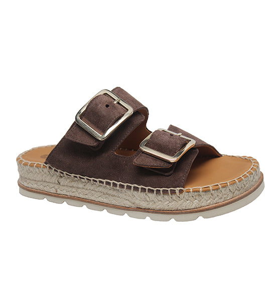 Eric Michael Bali Double Strap Sandal/Brown Suede