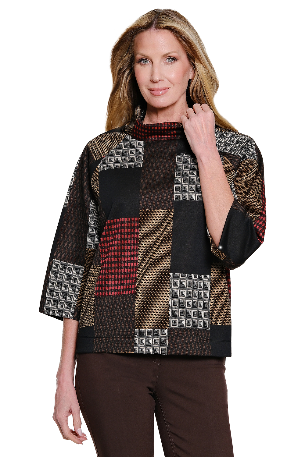 Cowl Neck 3/4 Sleeve Top by Multiples
