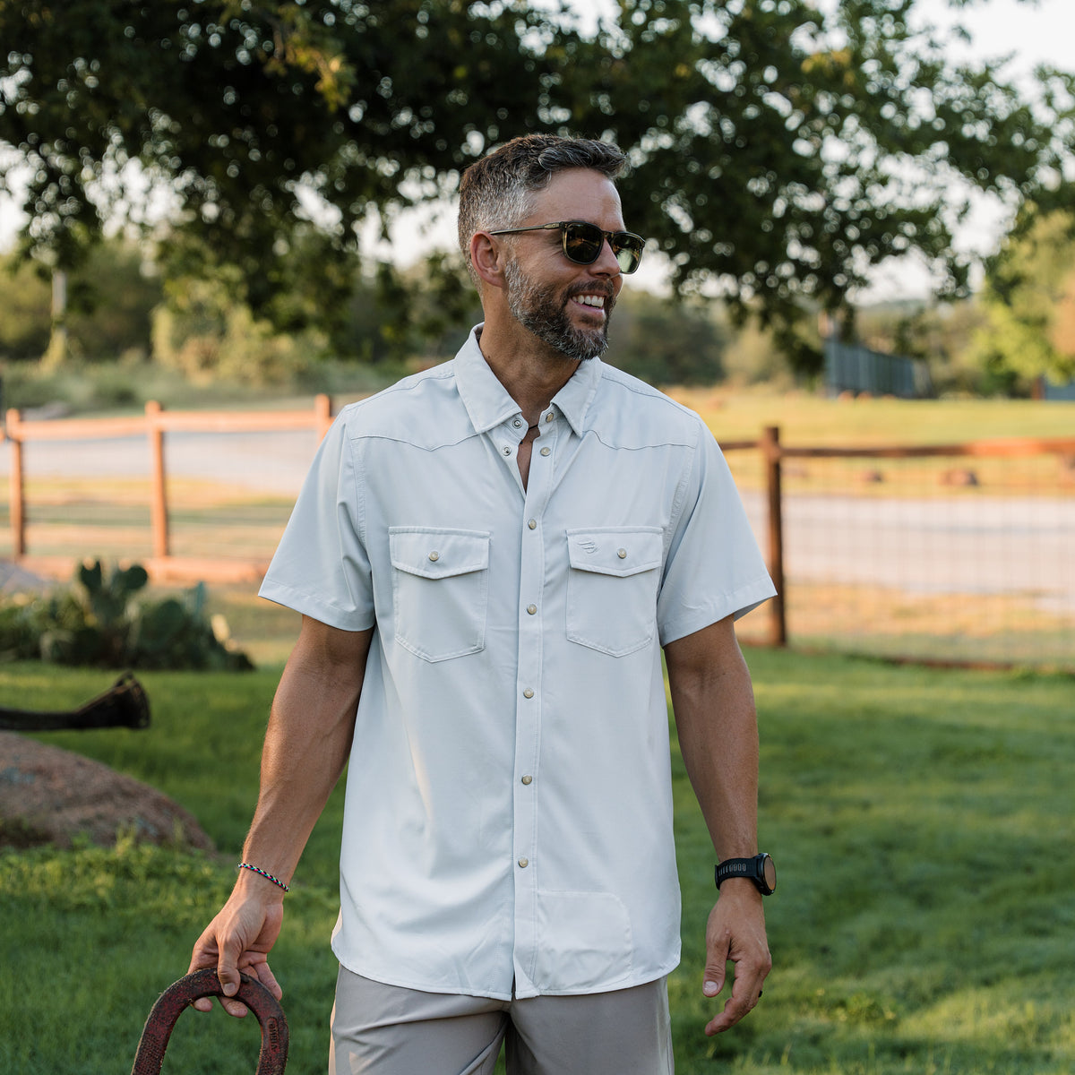 Performance Western Shirt By Burlebo - Light Grey