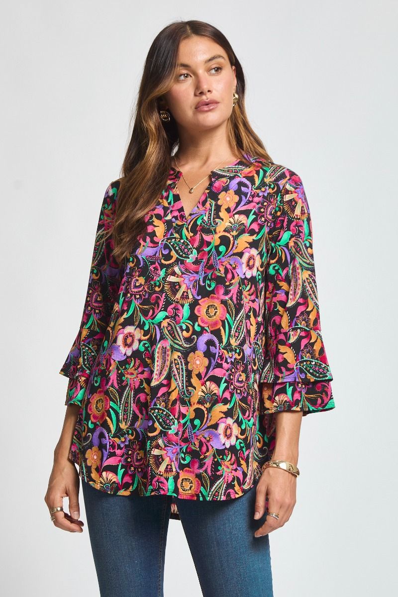 The Lizzy Bell Sleeve Top-Garden Bloom