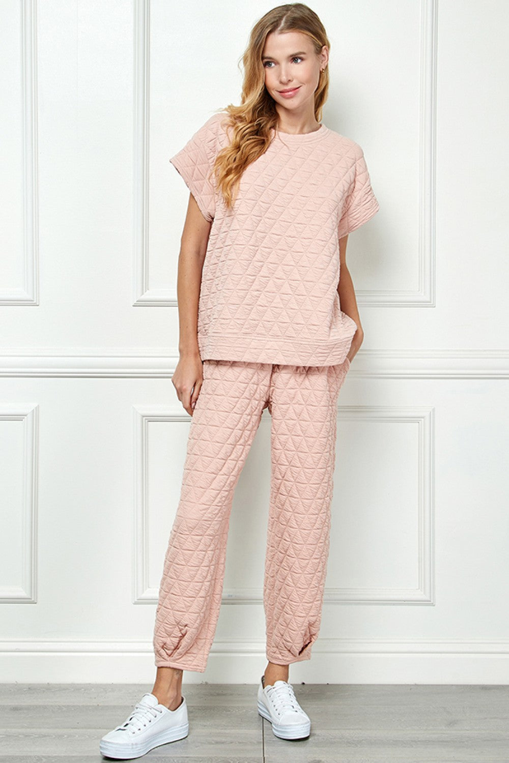 Blush Pink Quilted Top & Pant Set