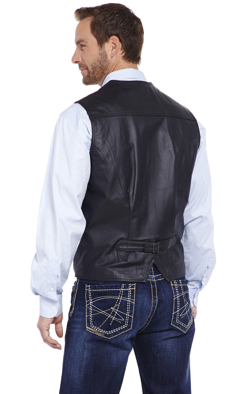 Men's Black Leather Western Vest