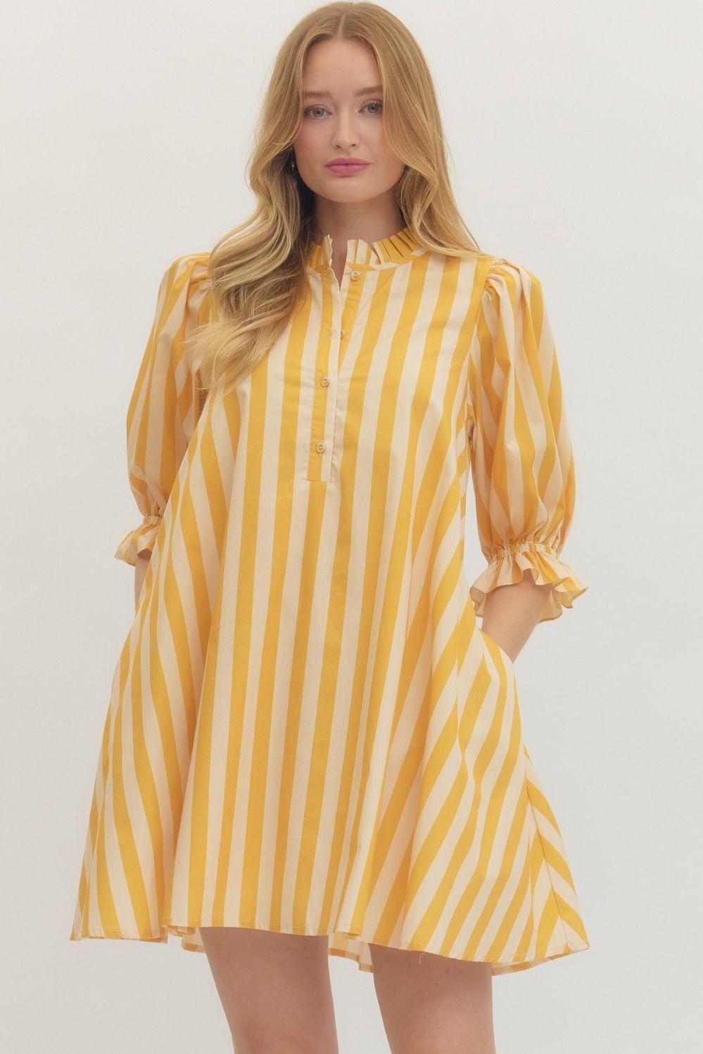 Sunshine Stripe Puff Sleeve Dress 💛