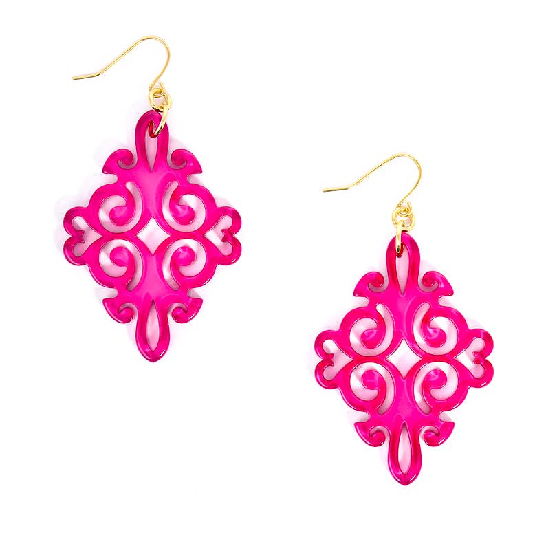 Hot Pink Swirls & Twirls Resin Earring