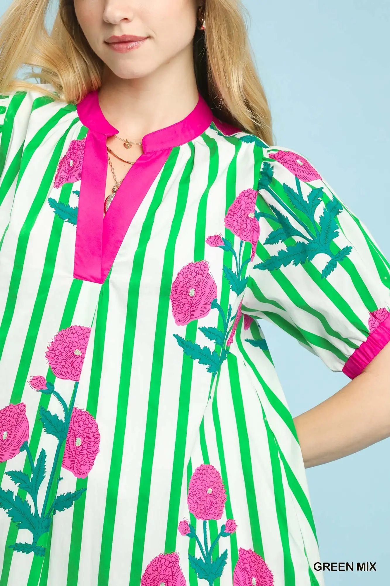 Floral Stripe Fiesta A-Line Dress