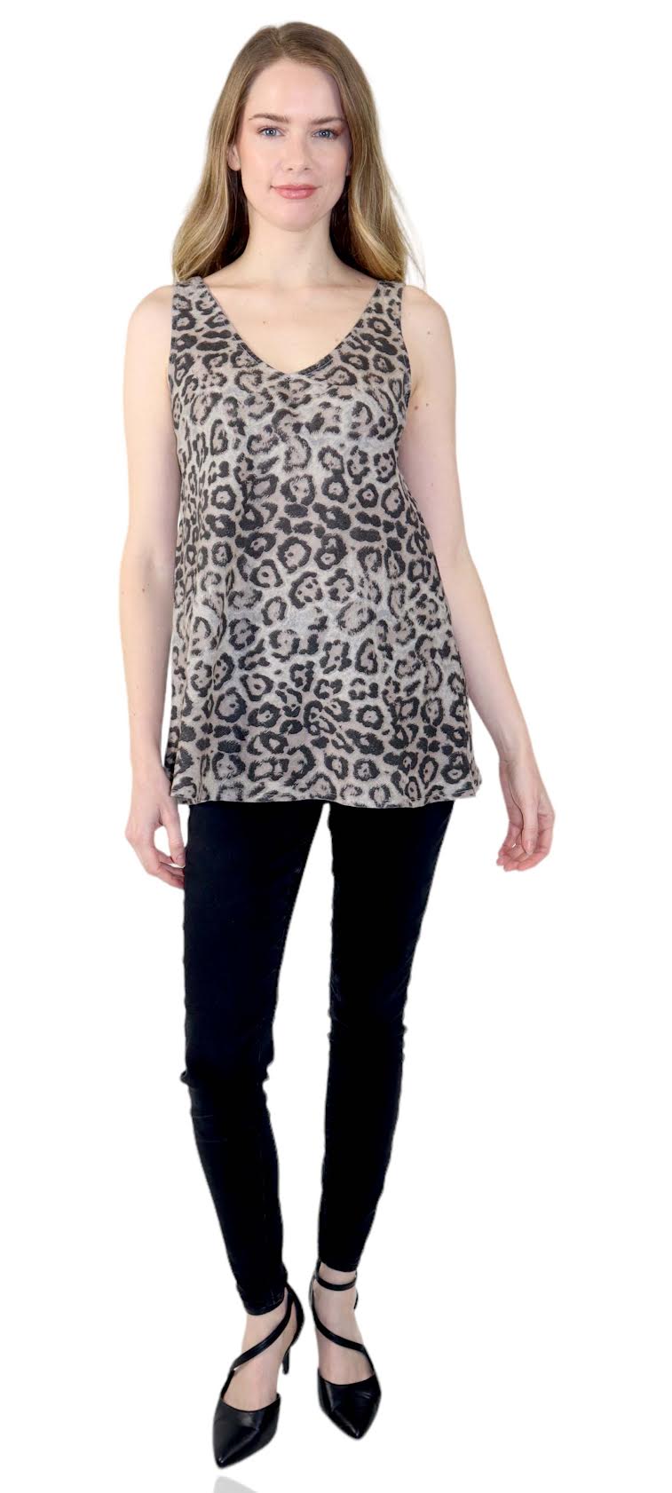 Animal Print Linen Biased Tank Top