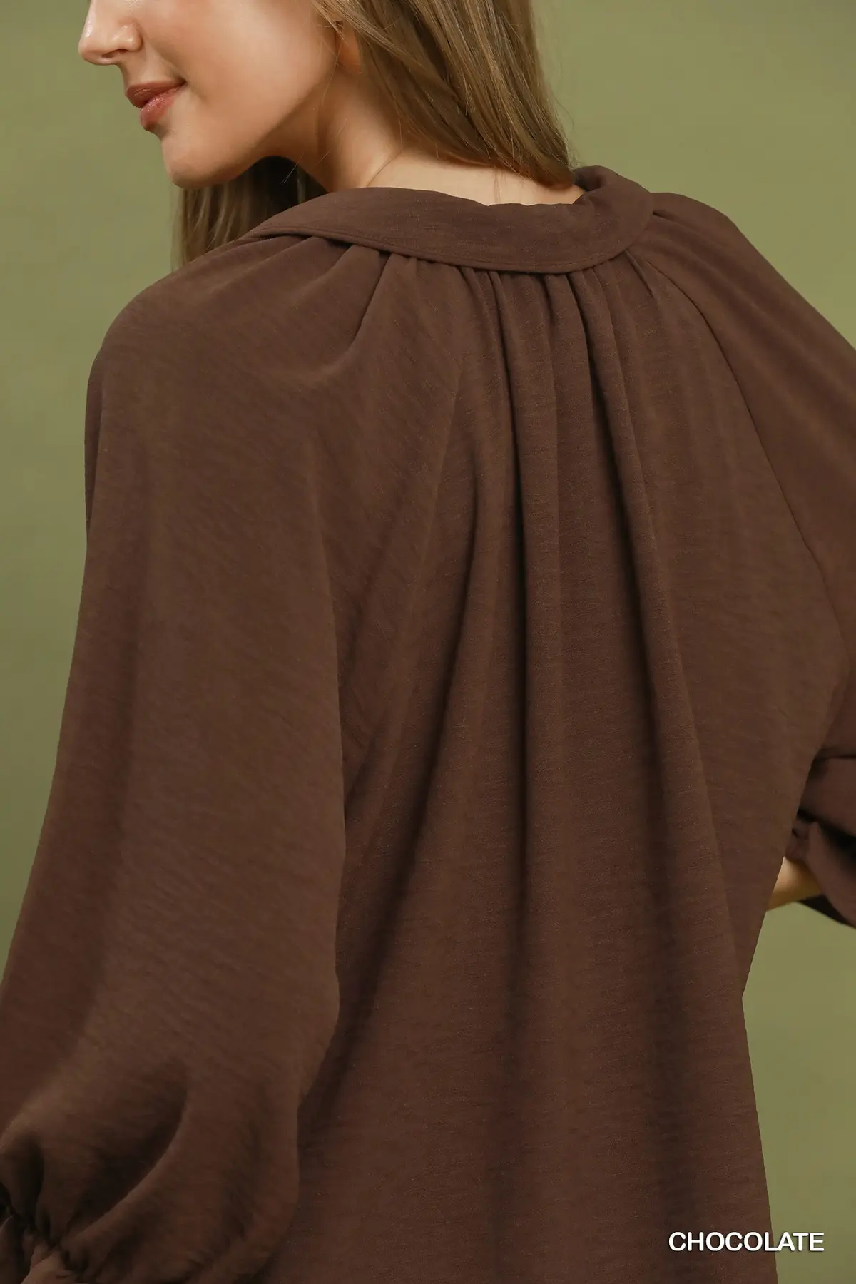 Chocolate Charm Ruffle Sleeve Blouse 🤎