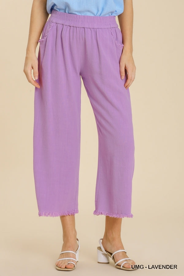 Lavender Linen Blend  Pant w/ Elastic Waist