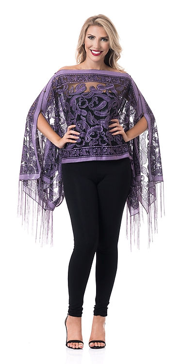 Purple & Black Paisley Design 7-Way Scarf