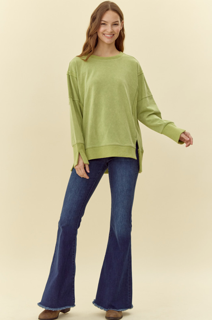Lime Green Washed Cotton Sweatshirt