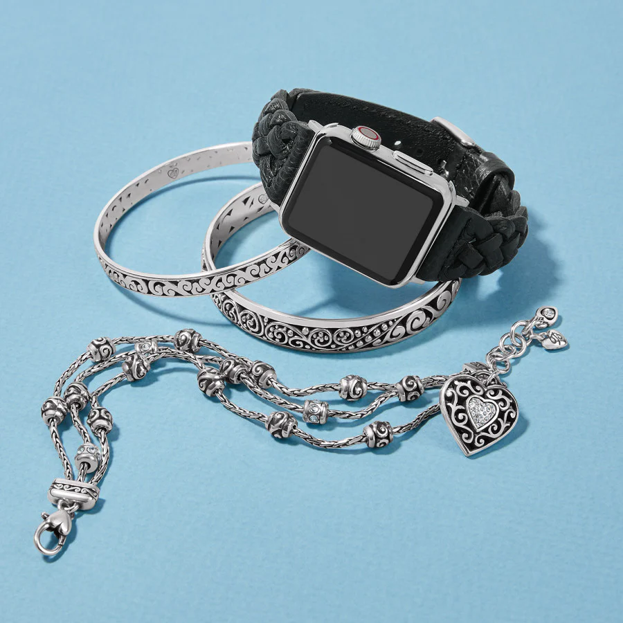 Sutton Braided Leather Watch Band-Black