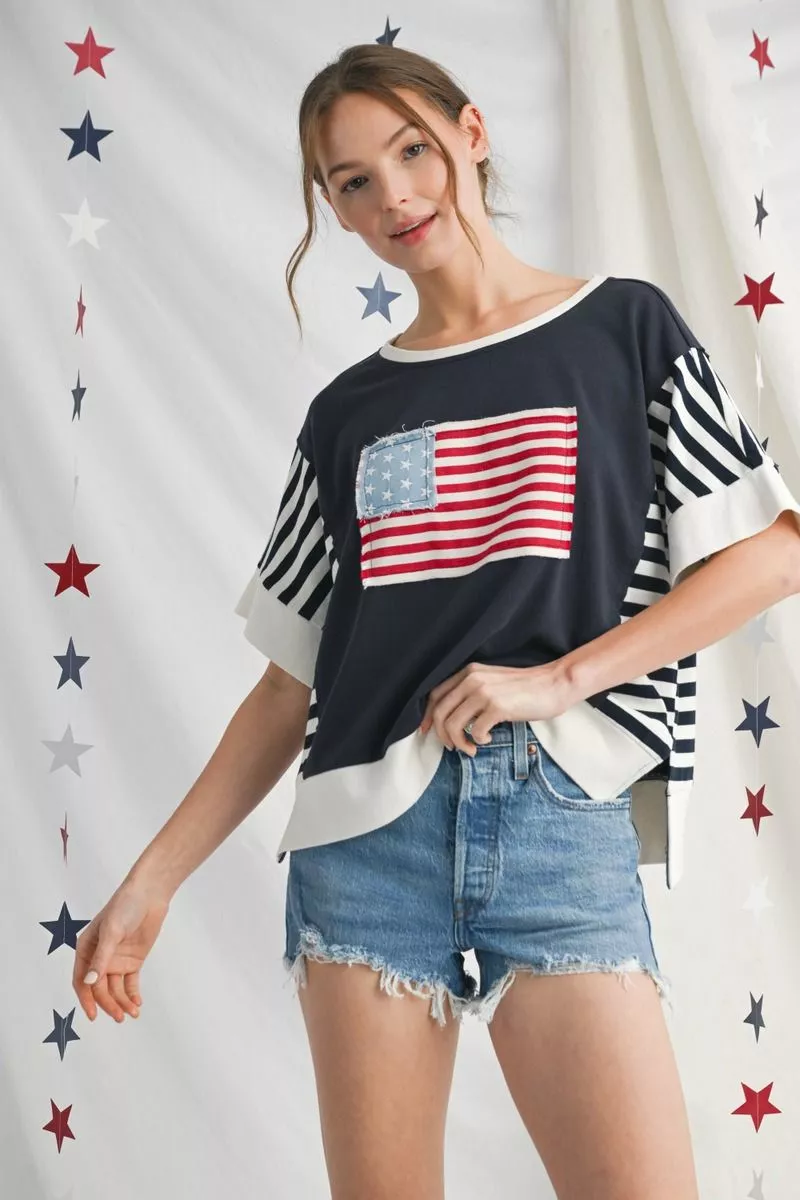 Vintage Americana Flag Top 🇺🇸