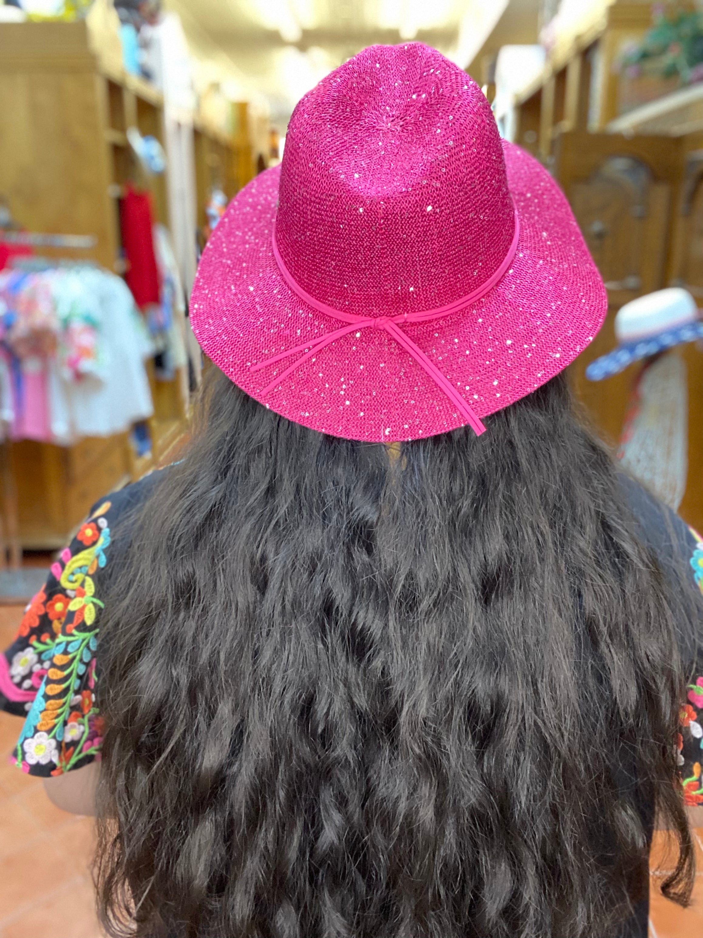 Barbie's Hot Pink Straw Hat w/ Clear Sequins