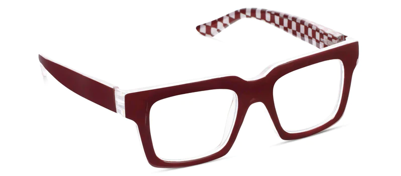 Louie Dark Red Check- Peepers Reading Glasses