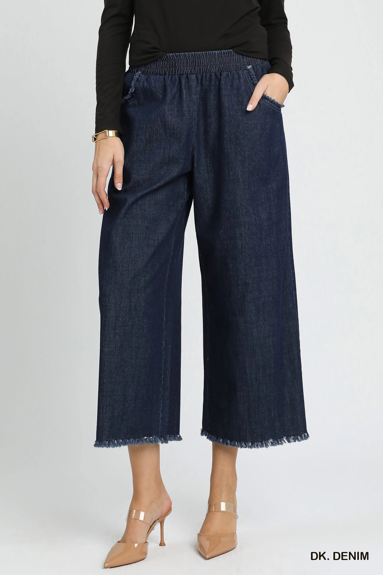 Frayed Hem Wide Leg Denim Pants 👖