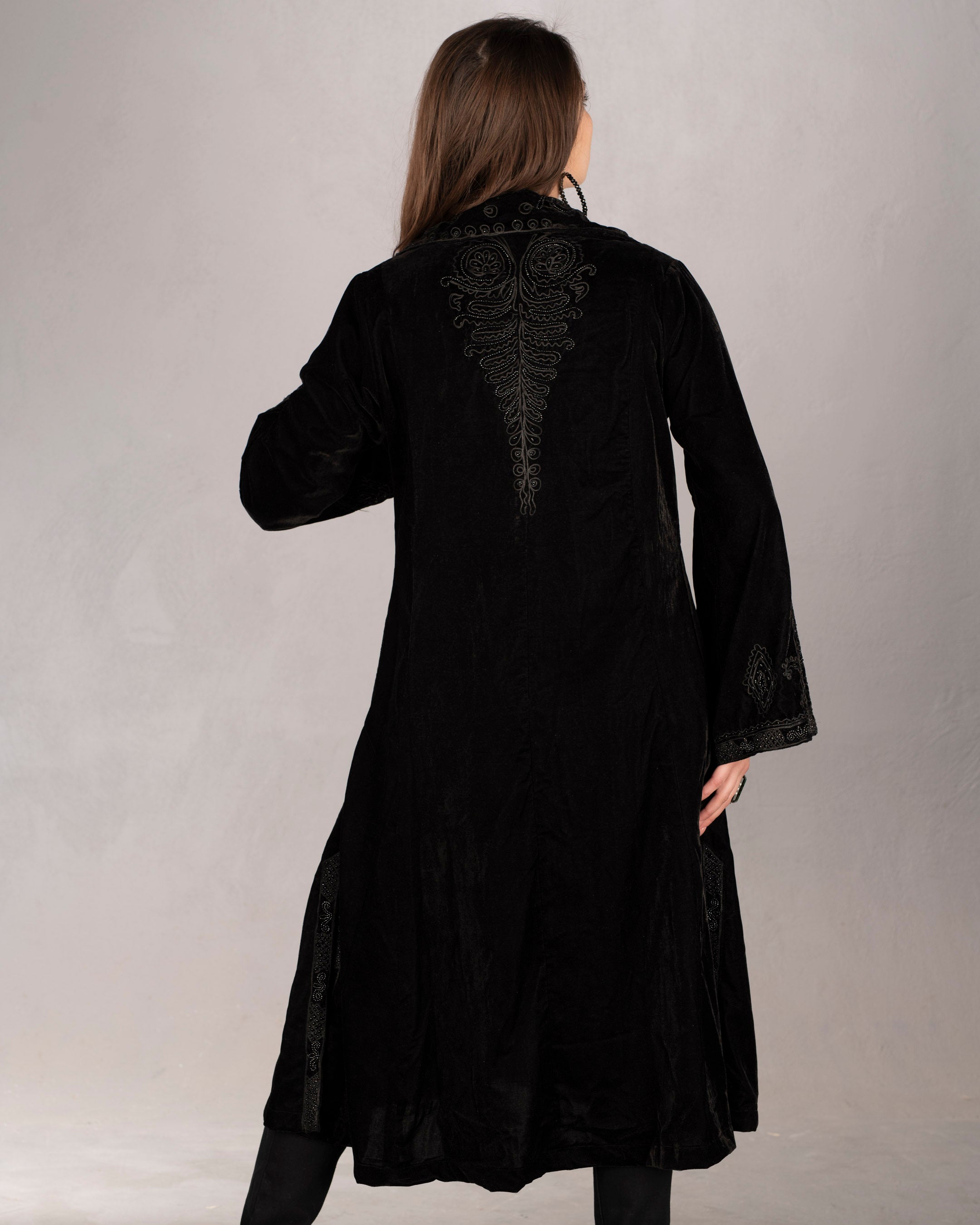 Kimberly Black on Black Velvet Duster by Vintage Collection