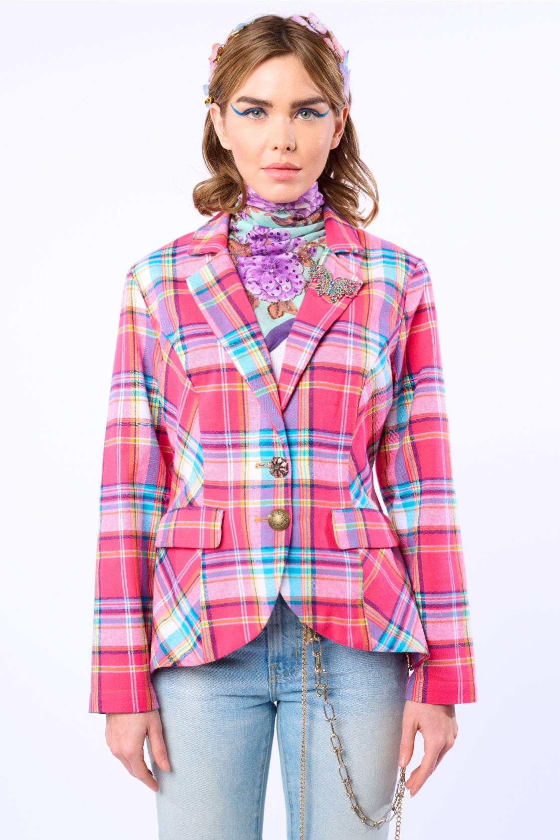 Dulce Plaid Blazer by Aratta