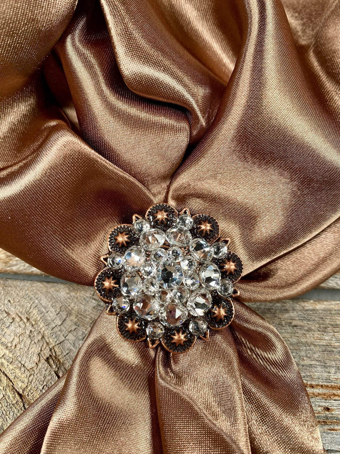 2" Copper/Clear Crystal Scarf Slide