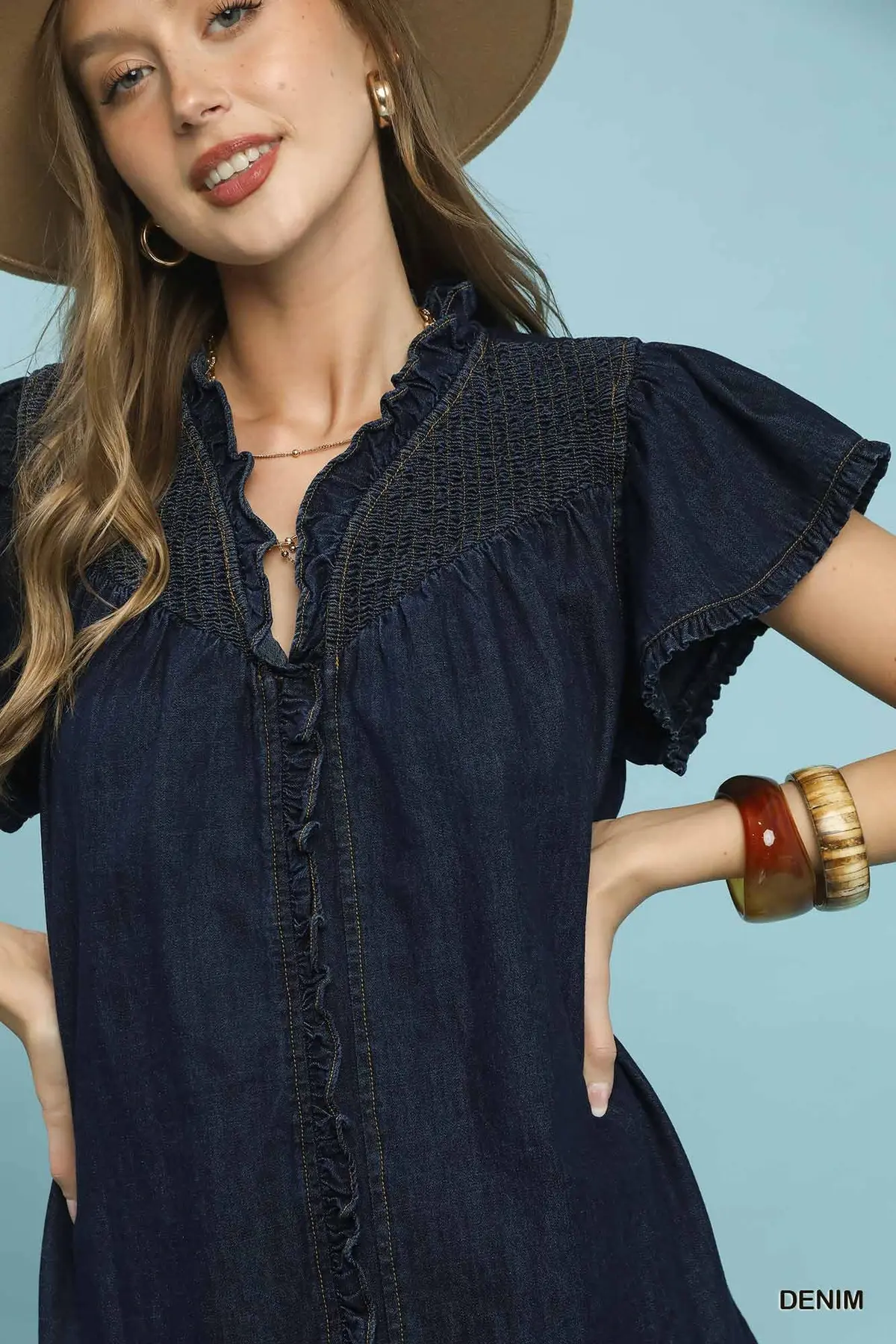 Dark Blue Babydoll Denim Dress