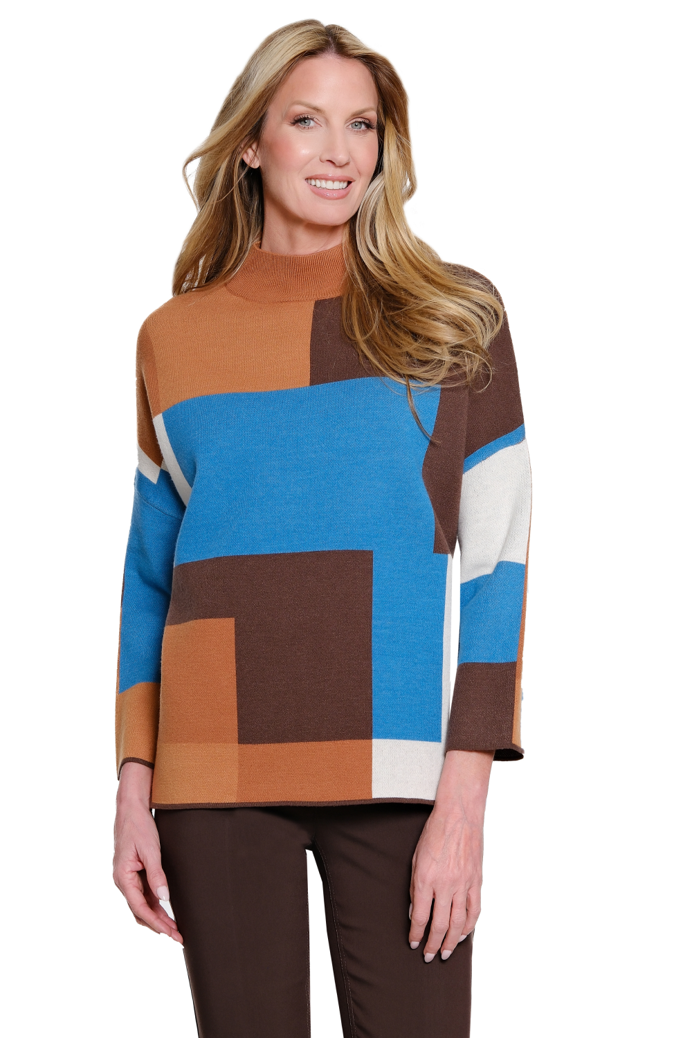 Mock Neck Color Block Sweater by Multiiples