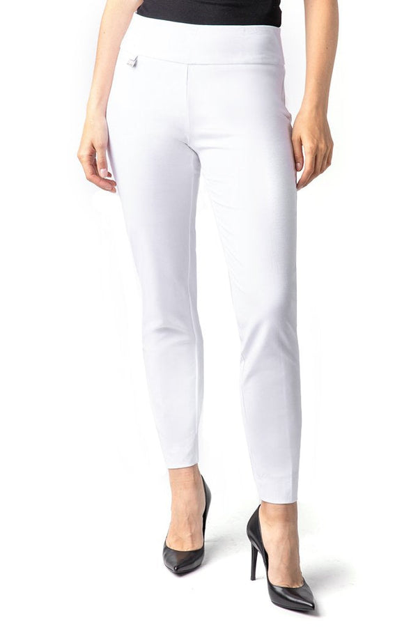 WHITE WIDE BAND PULL-ON Ankle Pant